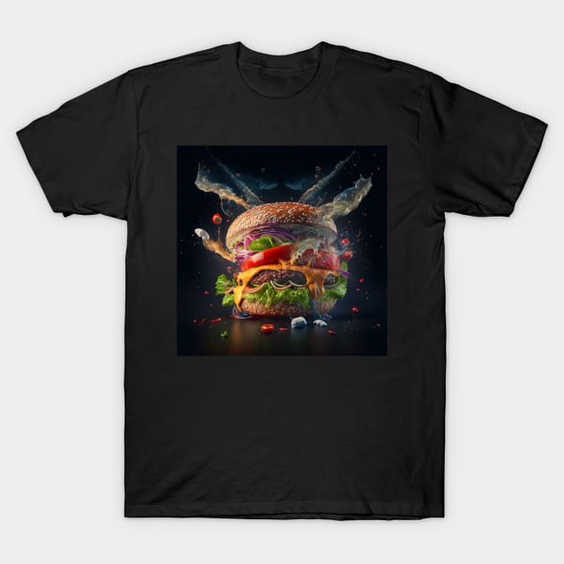 Delicious Cheeseburger with lettuce, onion, and tomato created for burger lovers T-Shirt by WalldeMar